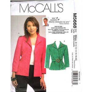 McCall's M5668 Misses 8 to 20 Easy Jacket and Belt Uncut Sewing Pattern New